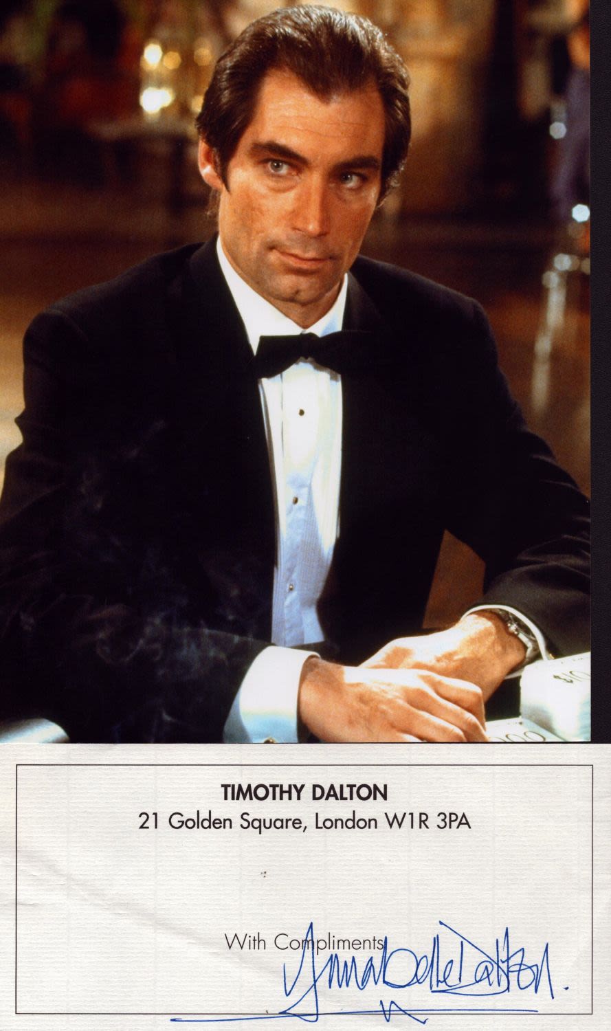 Lot 175: Timothy Dalton signed compliment slip with unsigned 10x8inch...