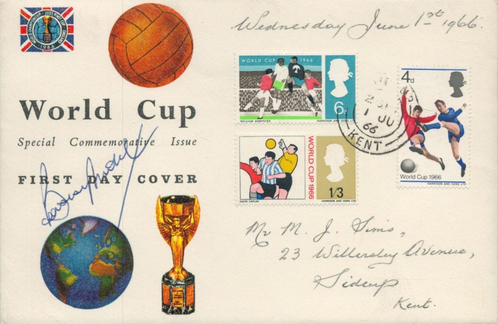 Lot 201: Bobby Moore, a signed World Cup FDC, postmarked...