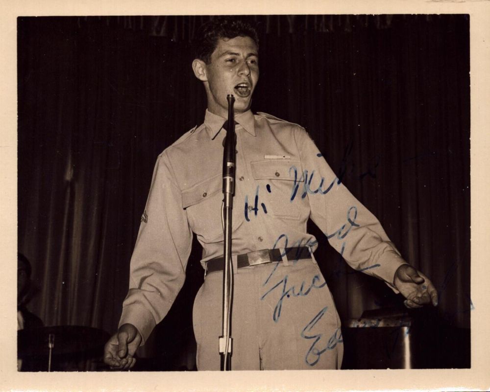 Lot 204: Eddie Fisher, a signed and dedicated 4x5 photo....