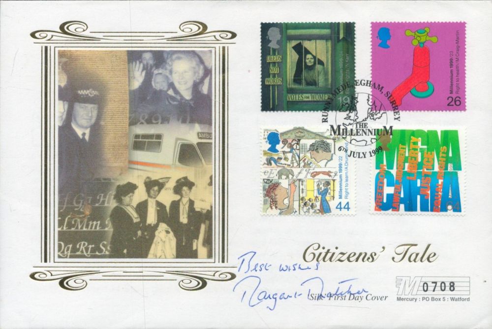 Lot 302: Margaret Thatcher signed Citizens Tale FDC PM Runny...