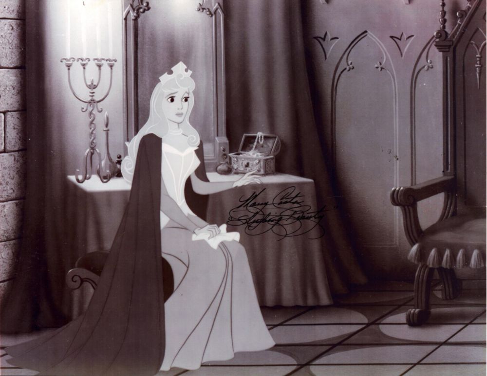 Lot 306: Mary Costa signed 10x8 inch Sleeping Beauty animated...