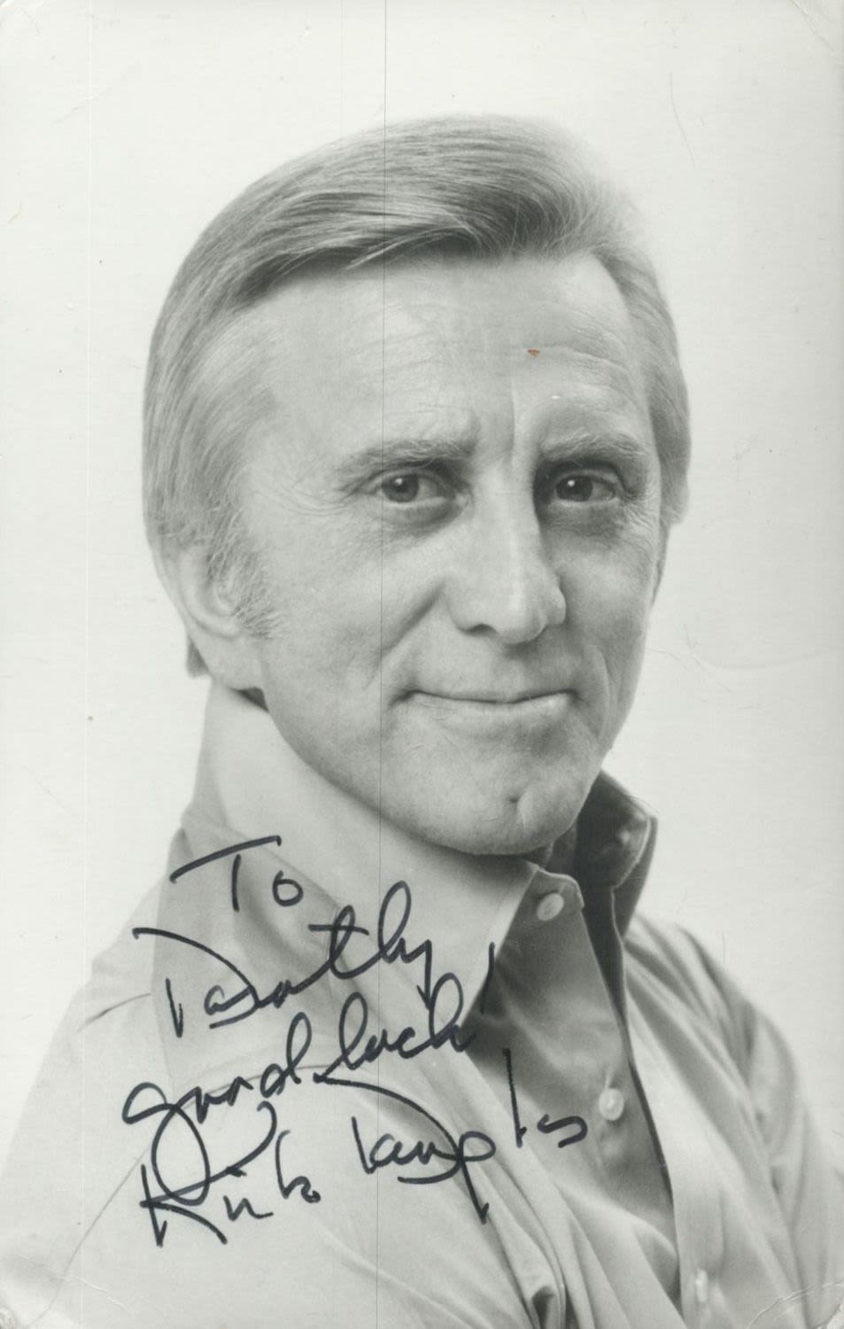 Lot 341: Kirk Douglas signed 6x3inch black and white photo....