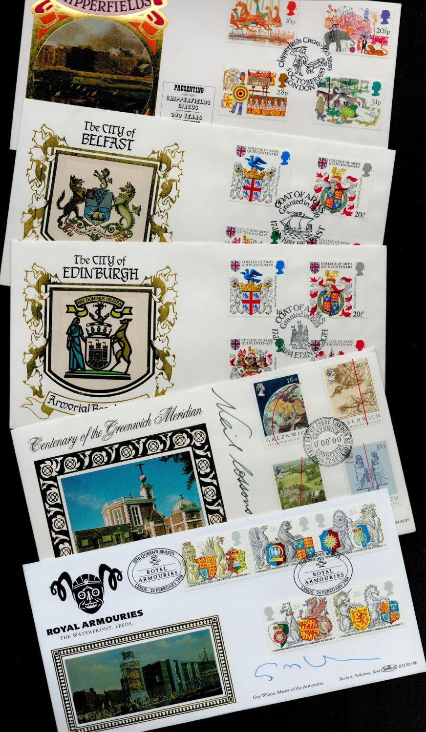Lot 368: Collection of 5 x FDC. Signed Jon Morgan...