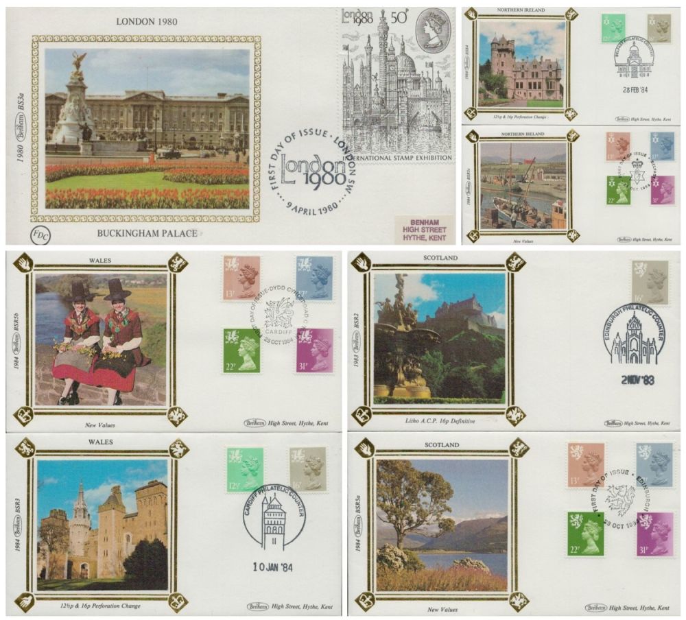 Lot 373: Collection of 7 x FDC. Assorted Benham FDC...