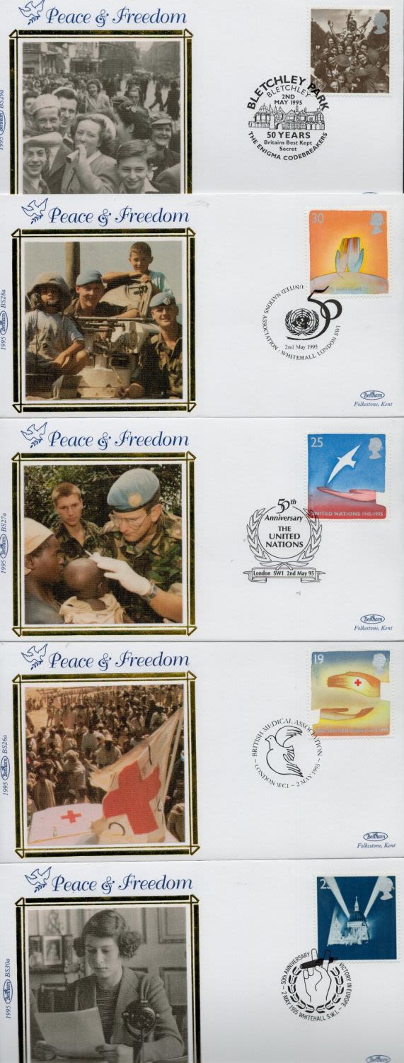 Lot 376: Collection of 5 x FDC. Benham FDC Peace...