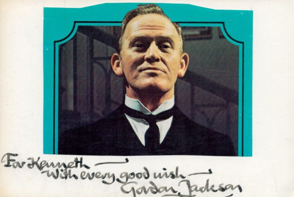 Lot 405: Gordan Jackson signed white card approx 6x4inch. Magazine...