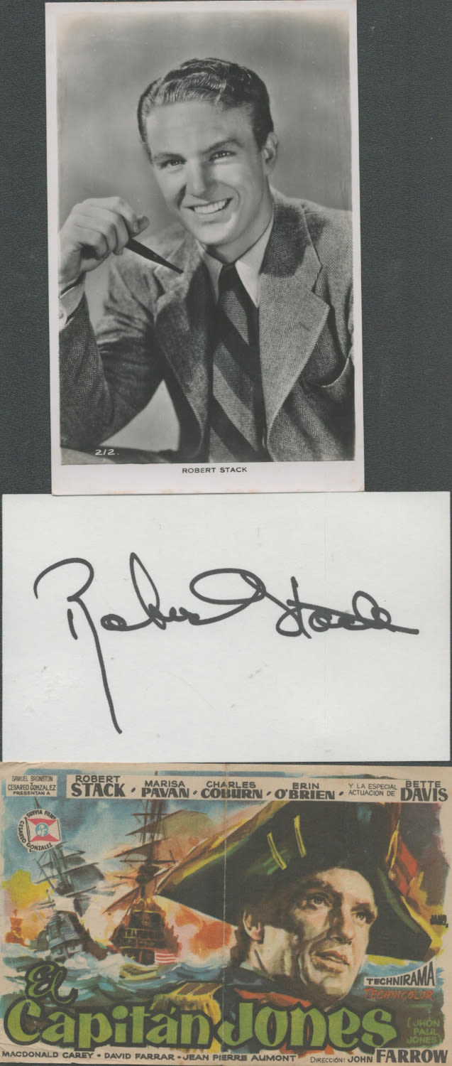 Lot 407: Robert Stack signed autograph card 5x3 Inch include...