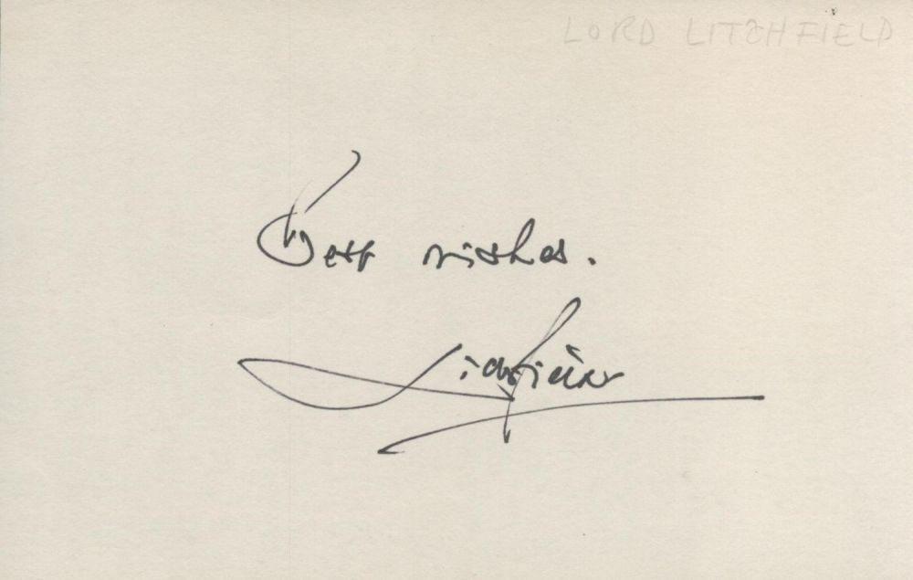Lot 446: Lord Patrick Anson Lichfield signed 6 x 4...