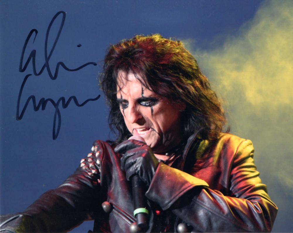 Lot 556: Alice Cooper, rockstar and entertainer signed 8x10 photo....