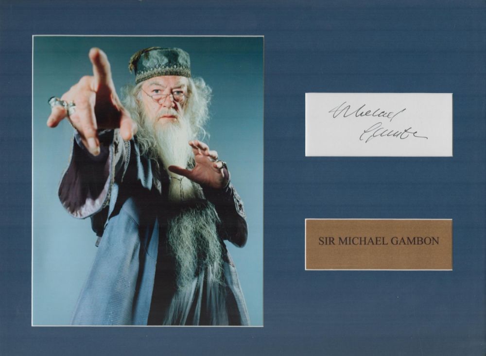Lot 78: Sir Michael Gambon 16x12 mounted signature piece includes...