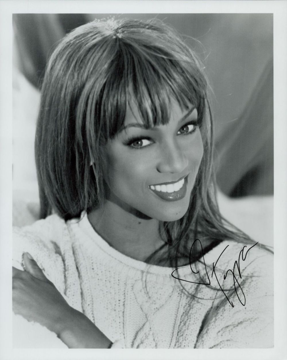 Lot 104: Tyra Banks signed 10x8 inch black and white...