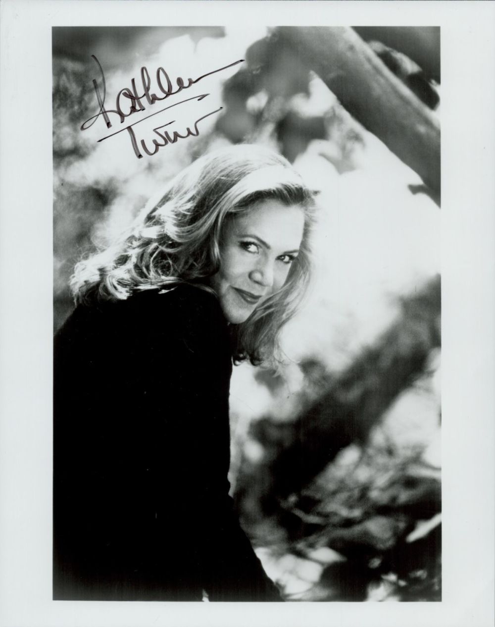 Lot 133: Kathleen Turner signed 10x8 inch black and white...