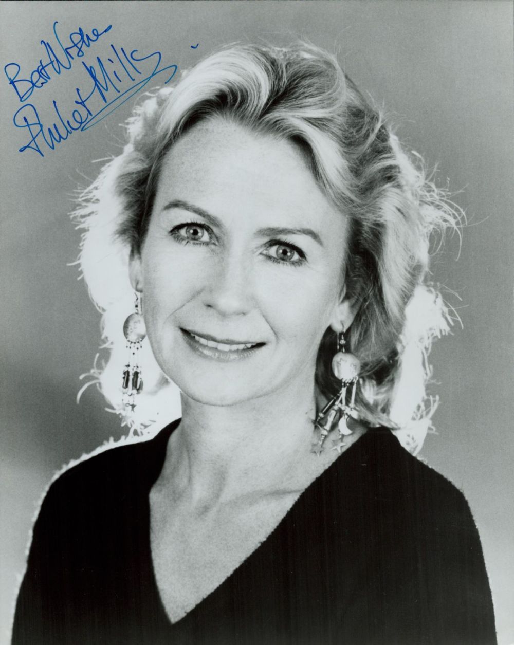 Lot 165: Juliet Mills signed 10x8 inch black and white...