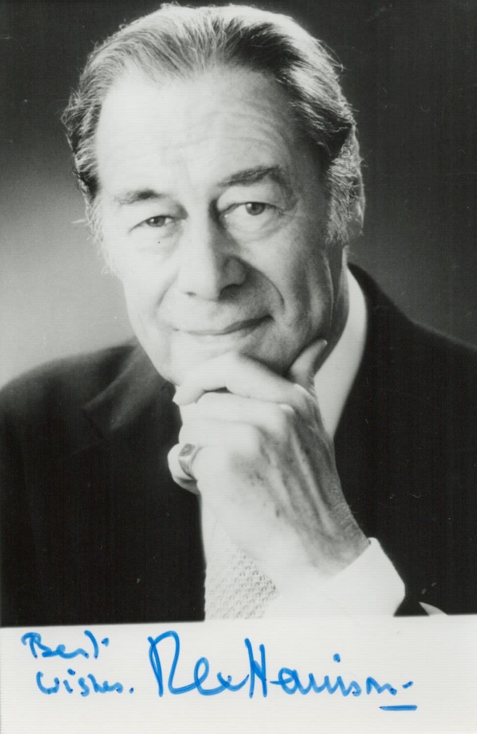 Lot 200: Rex Harrison signed 6x4 inch black and white...