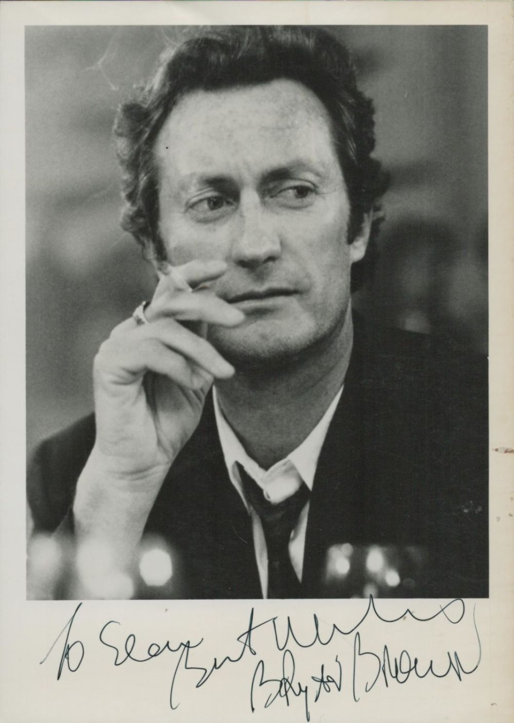 Lot 203: Bryan Brown signed 7x5 inch black and white...