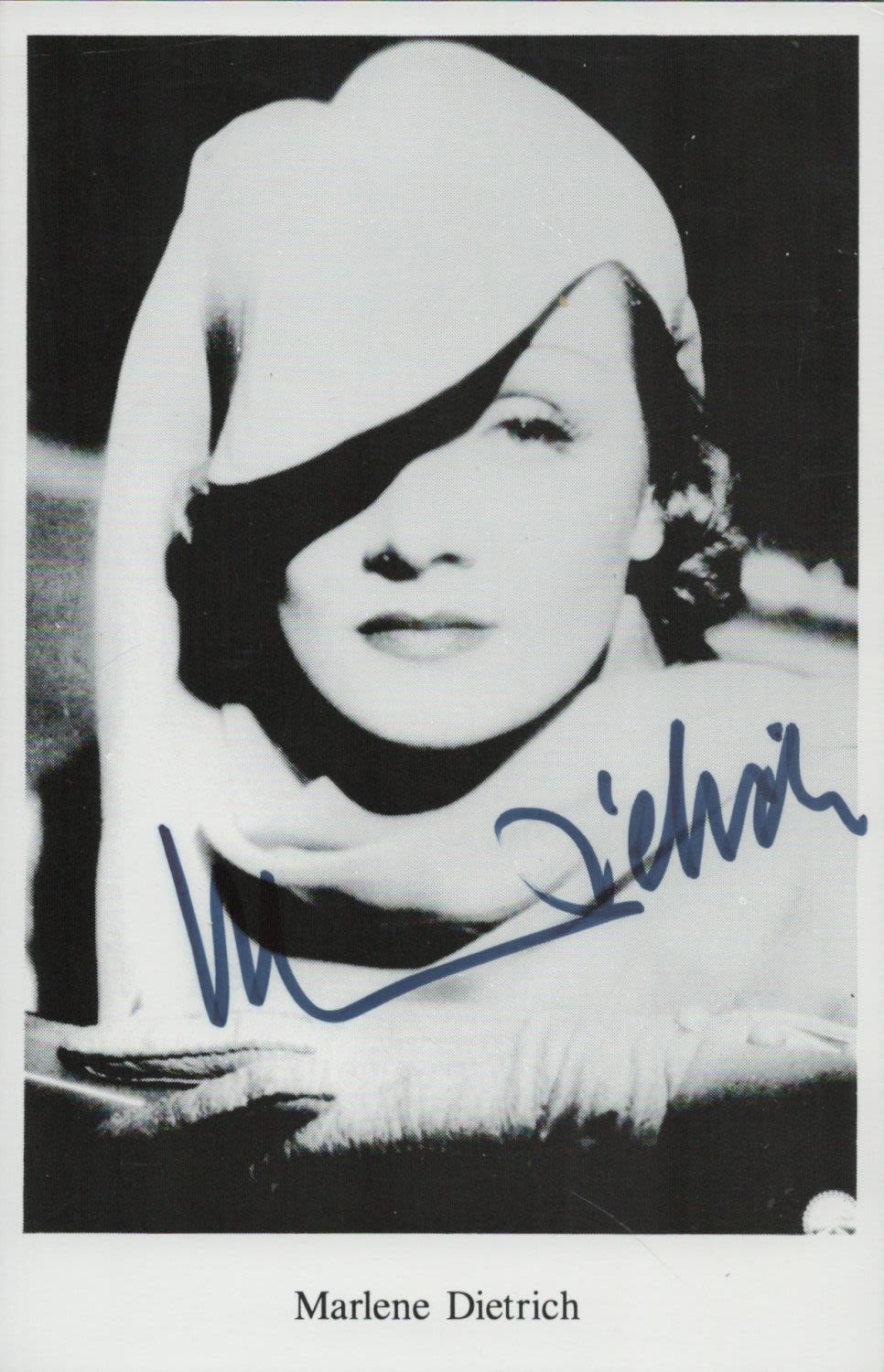 Lot 211: Marlene Dietrich signed 6x4 inch promo photo. Good...