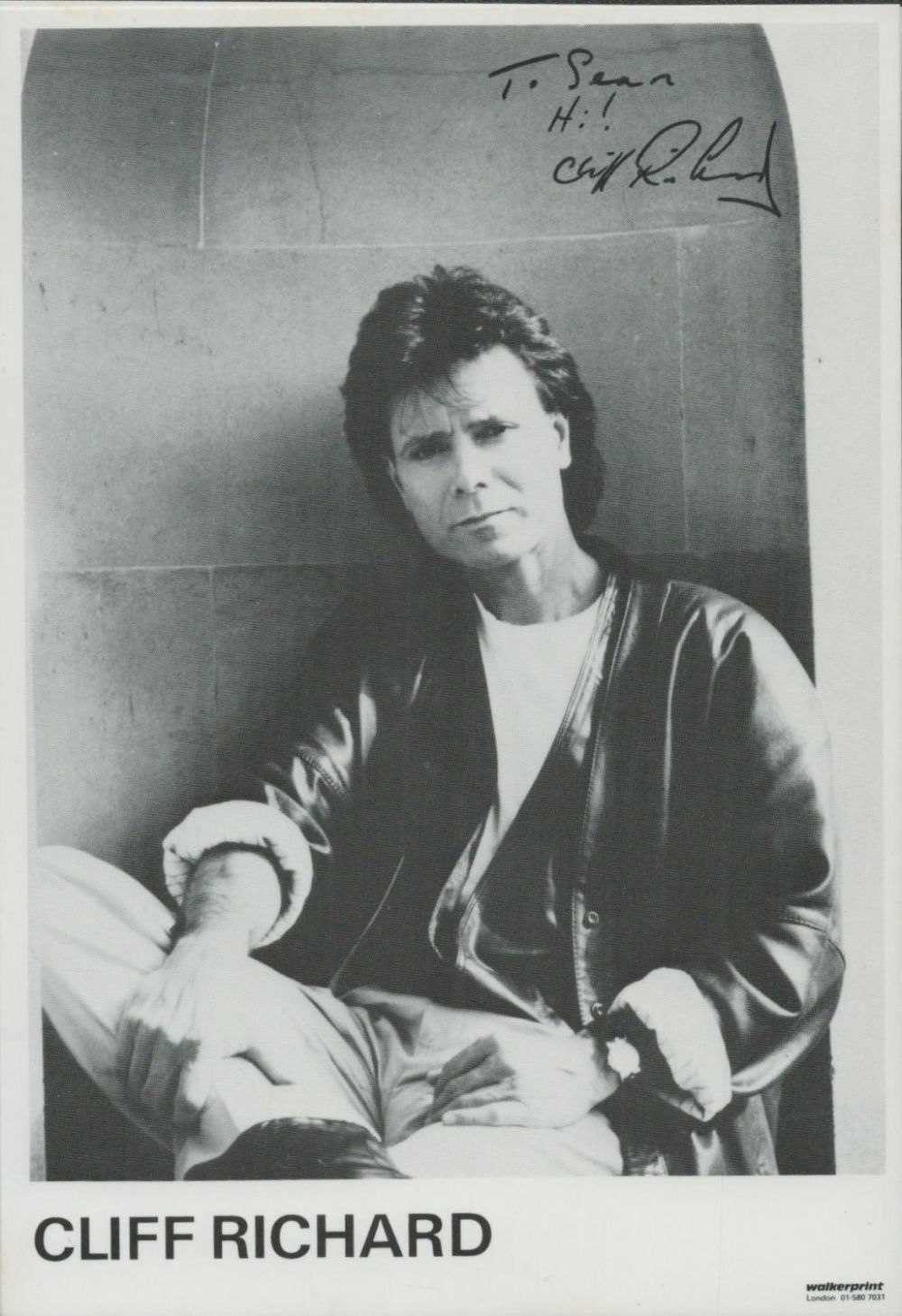 Lot 216: Cliff Richard signed 6x4 inch black and white...