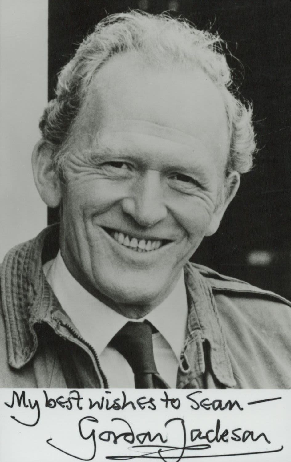 Lot 217: Gordon Jackson signed 6x4 inch black and white...
