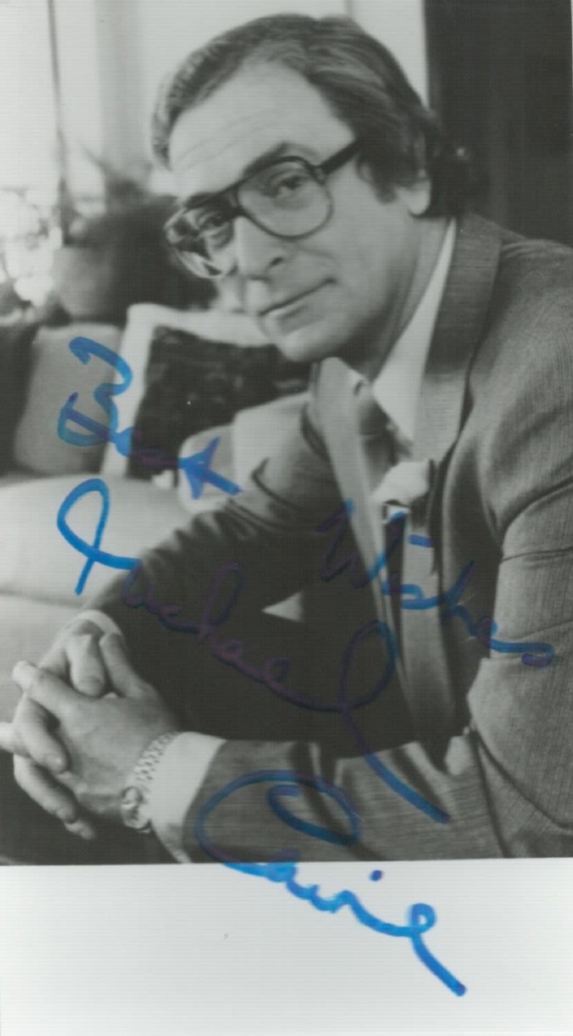 Lot 218: Michael Caine signed 6x3 inch black and white...