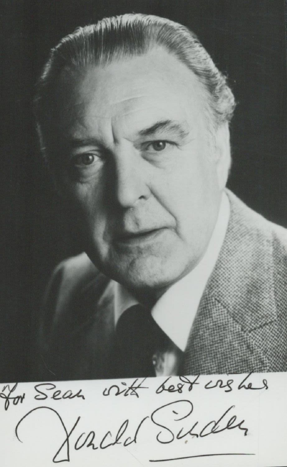 Lot 224: Donald Sinden signed 6x4 inch black and white...