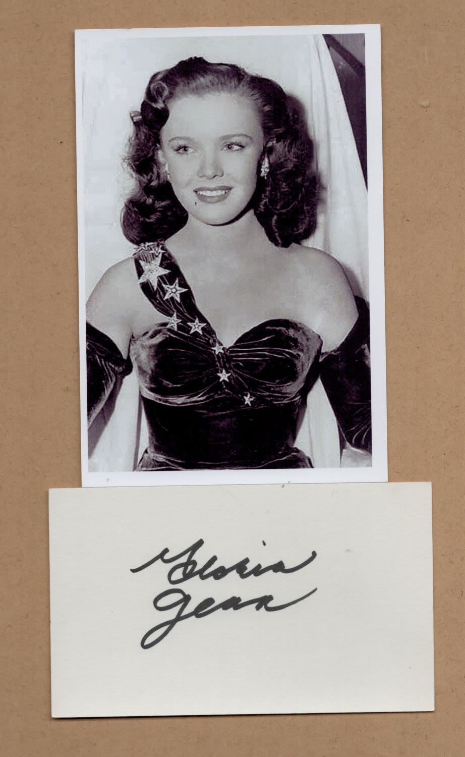 Lot 264: Gloria Jean signed white card with unsigned 6x4inch...