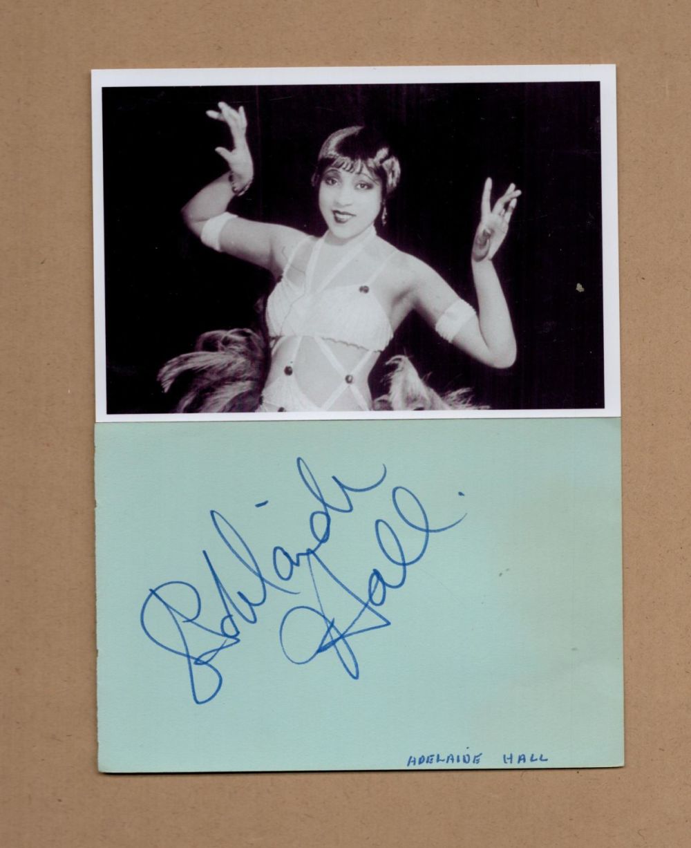 Lot 266: Adelaide Hall signed album page with unsigned 6x4inch...