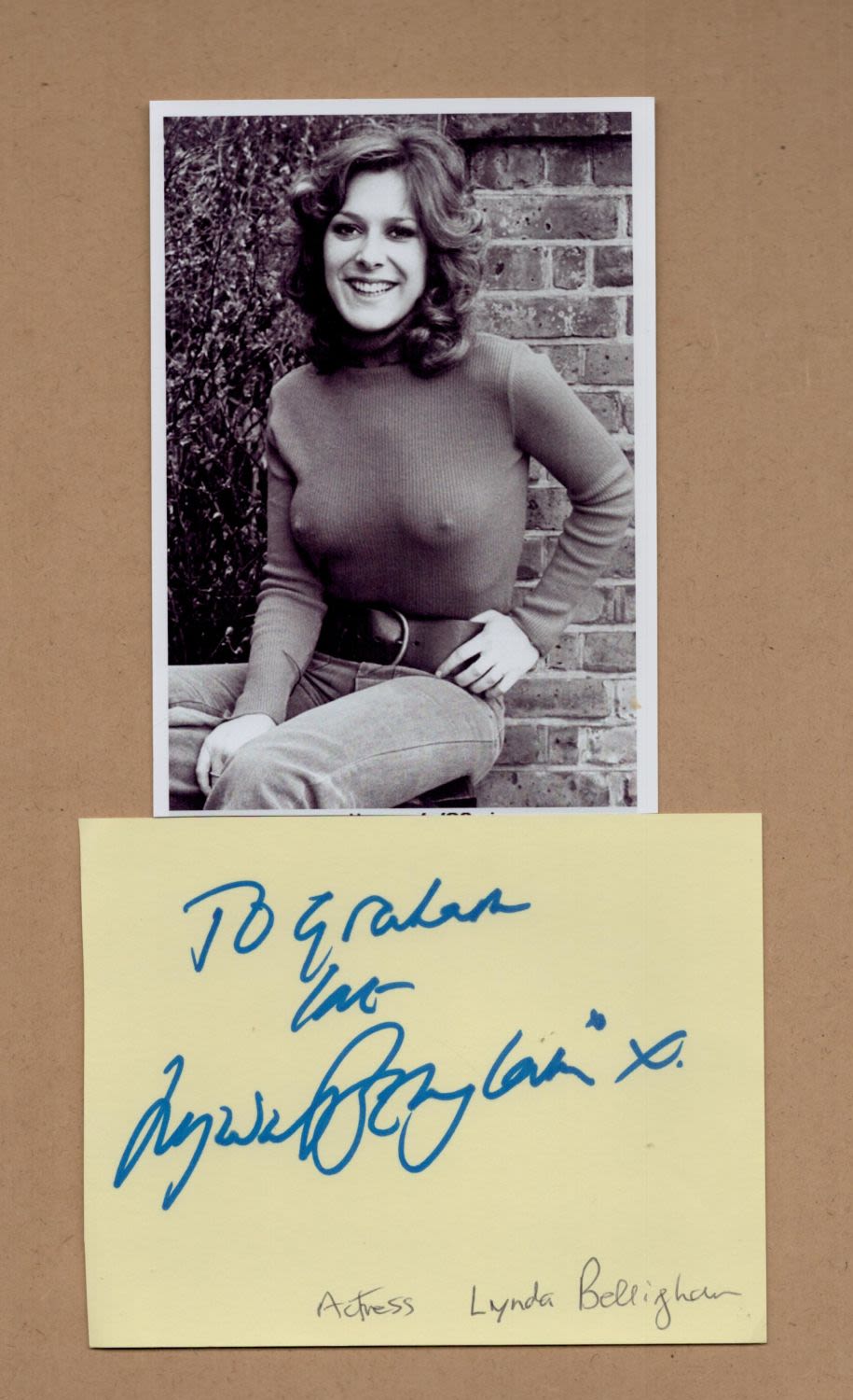 Lot 267: Lynda Bellingham signed album page with unsigned 6x4inch...