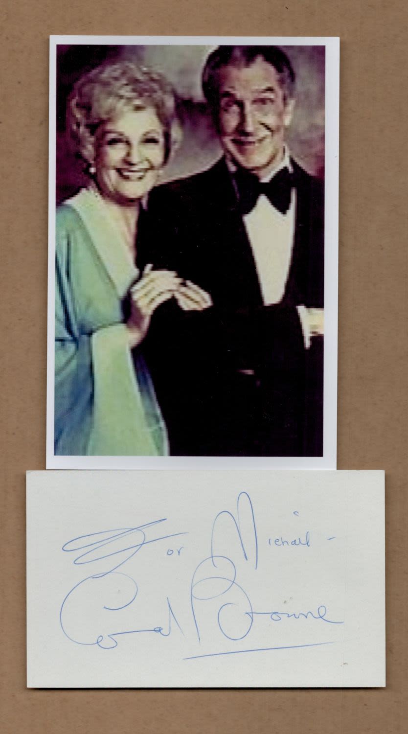 Lot 278: Coral Browne and Vincent Price signed white card...