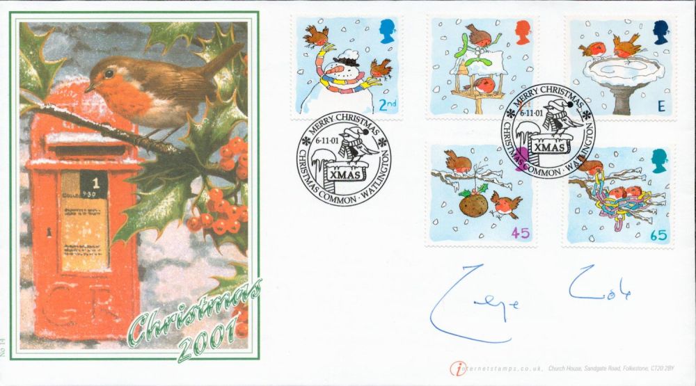 Lot 358: George Cole signed Christmas 2001 FDC Christmas Common...
