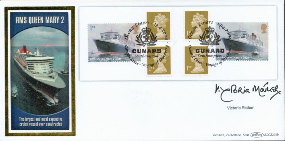 Lot 393: Victoria Mather signed RMS Queen Mary 2 FDC....