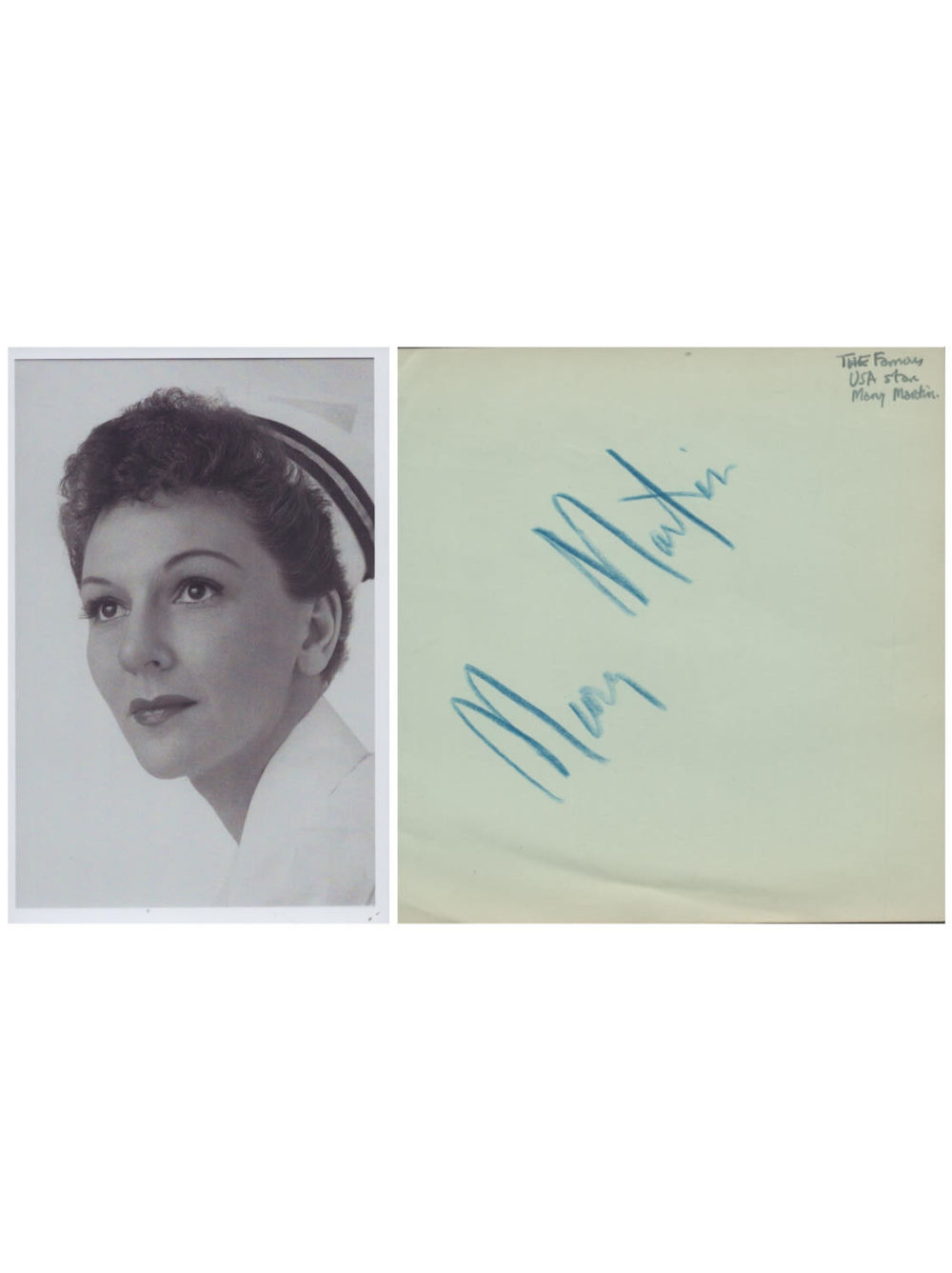 Lot 420: Mary Martin signed album page with unsigned 6x4inch...