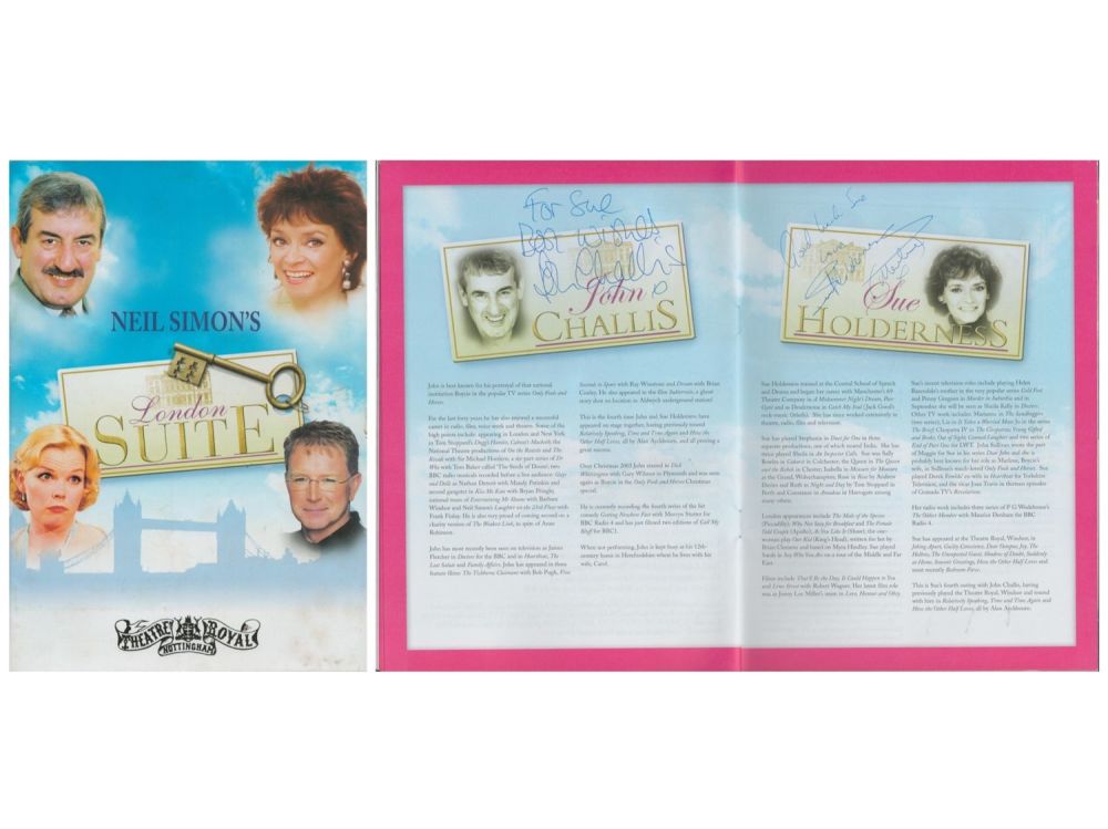 Lot 429: John Challis and Sue Holderness signed programme. Good...