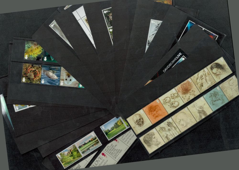 Lot 58: Stamp sleeve collection includes Leonardo da Vinci, David...