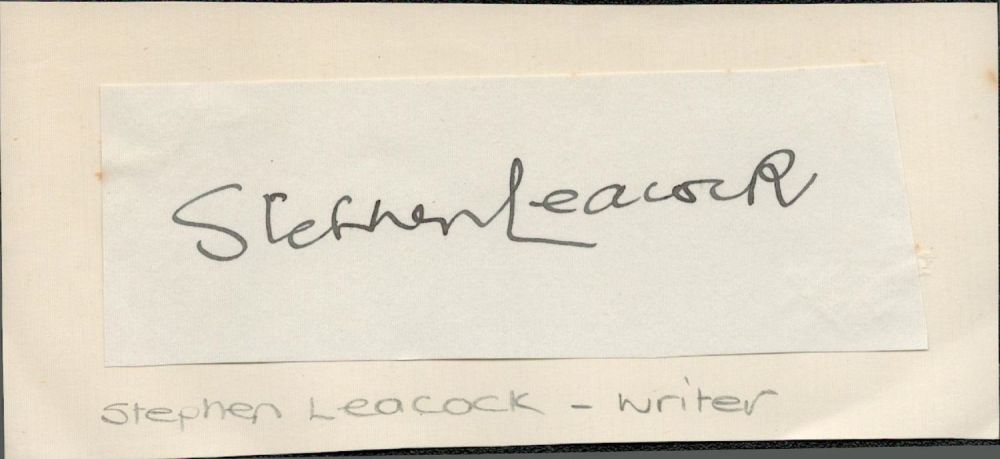 Lot 75: Stephen Leacock clipped signature. Political scientist writer. Good...