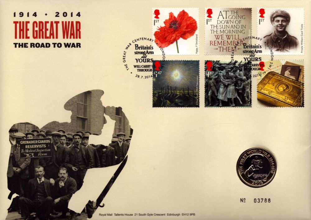 Lot 127: First day Cover 1914 The Great War. 2014...