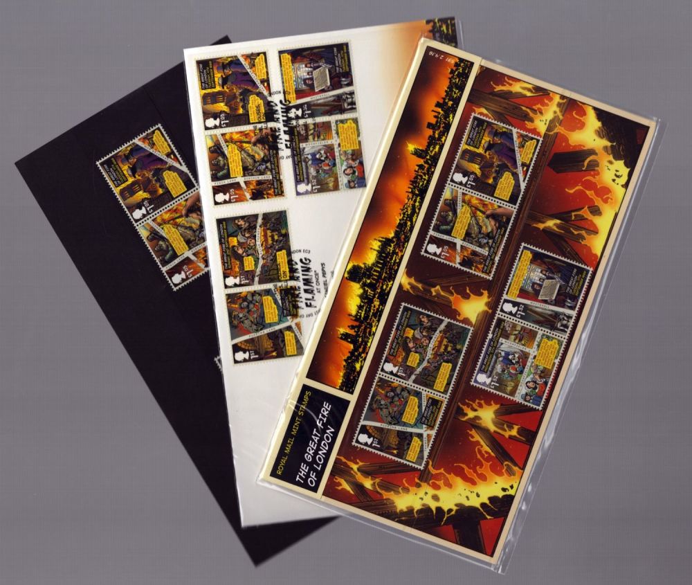 Lot 129: The Great Fire of London FDC and Stamp...