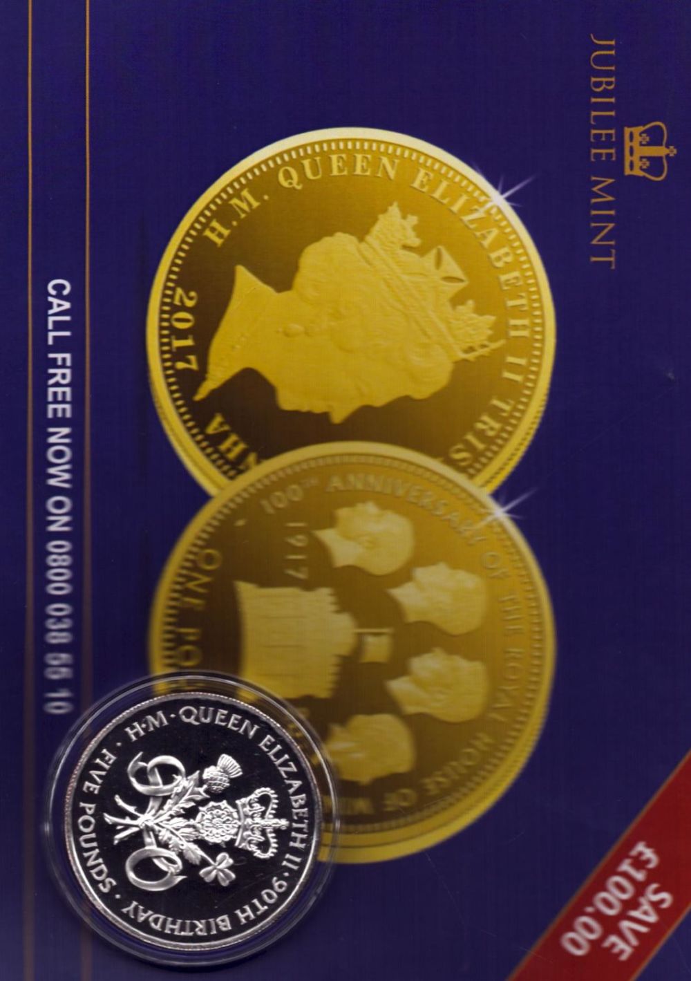 Lot 141: Queen Elizabeth 90th Birthday Five Pounds Coin. Silver...