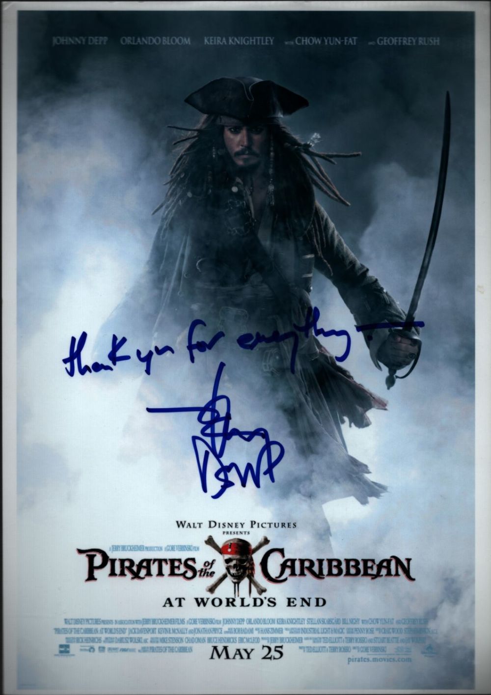 Lot 251: JOHNNY DEPP Actor signed 'Pirates Of The Caribbean'...