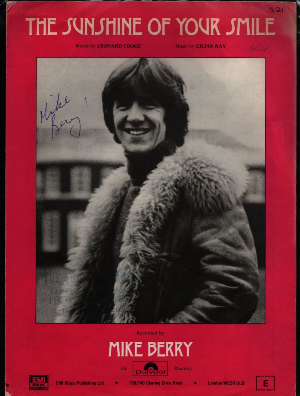 Lot 266: MIKE BERRY Singer signed vintage 'The Sunshine Of...