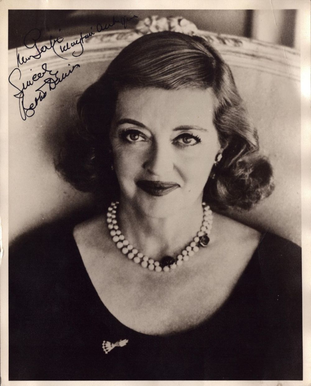 Lot 300: Bette Davis signed 10x8inch black and white photo....
