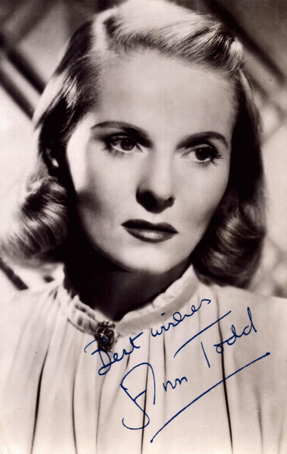 Lot 330: Ann Todd signed 5.5x3.5 inch approx vintage black...
