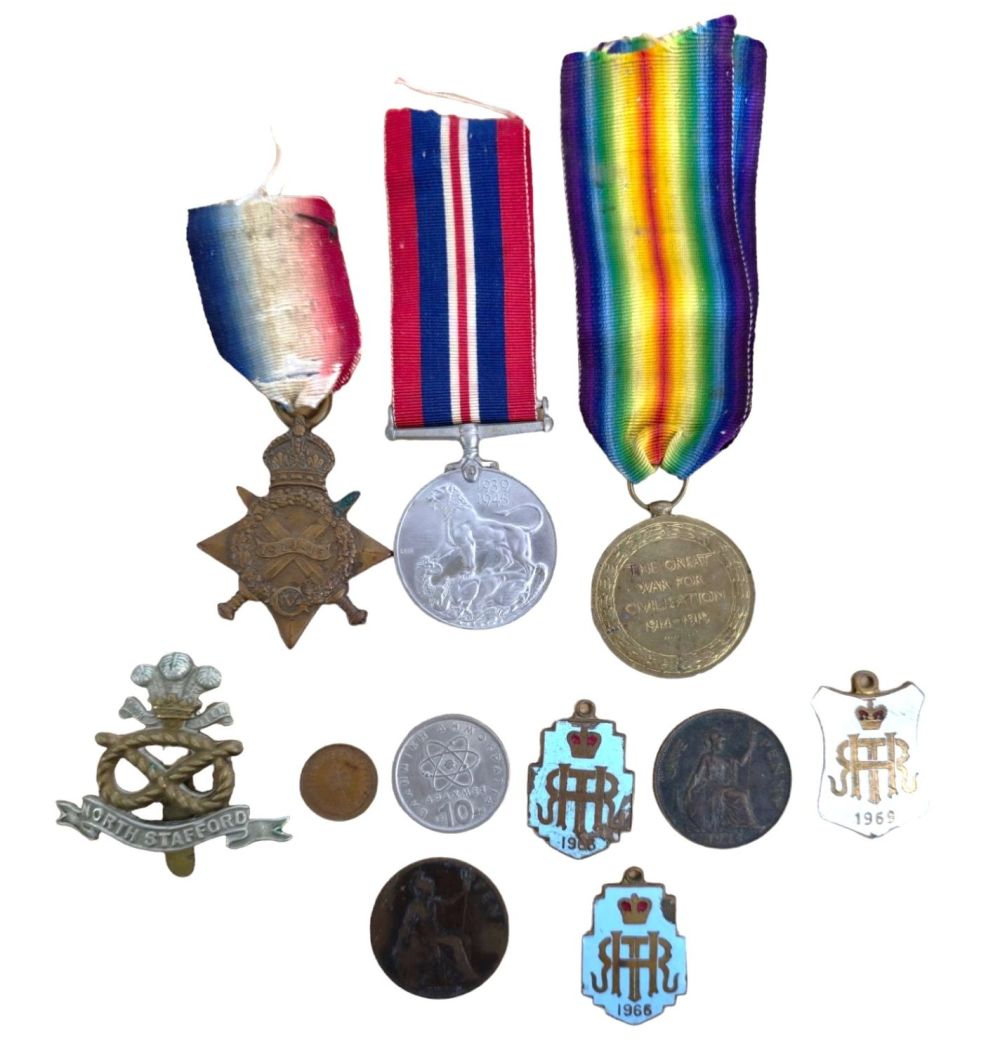 Lot 367: Vintage Military collection of coins, medals and badge....