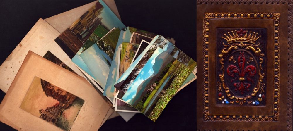 Lot 368: Book filled with vintage postcards landmarks such as...