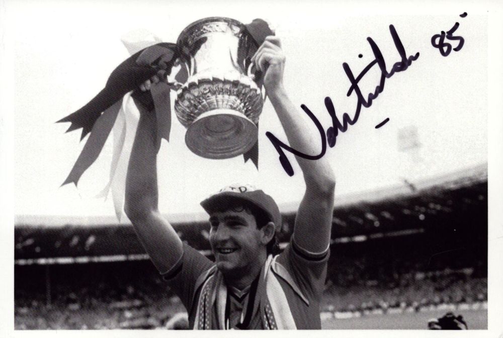 Lot 413: Norman Whiteside signed 6x4 inch black and white...