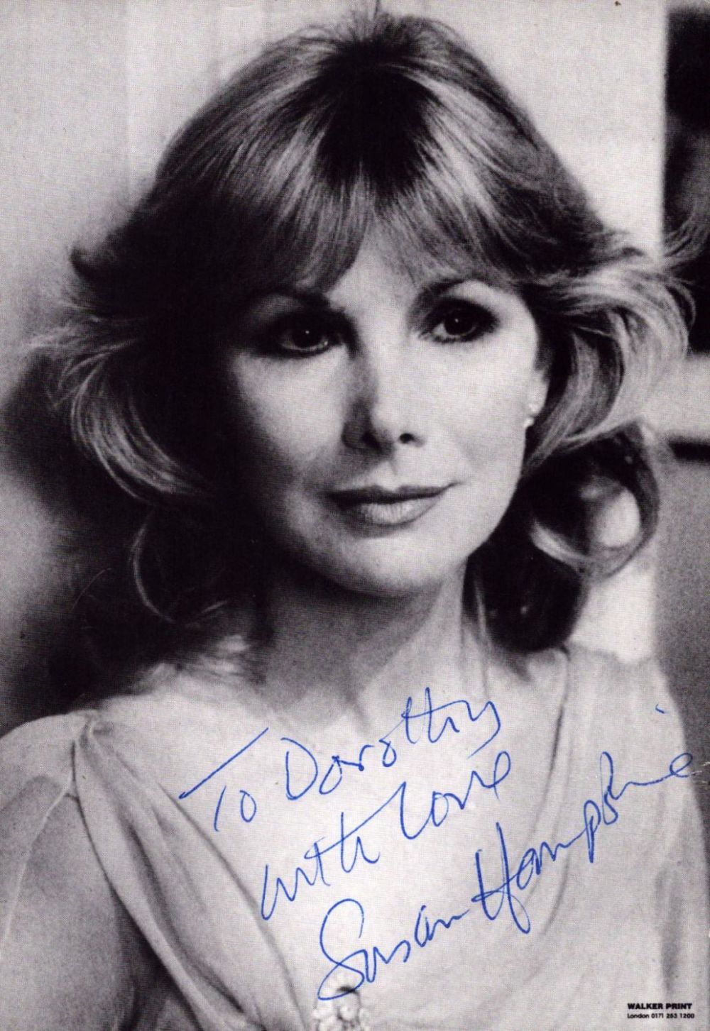 Lot 439: Susan Hampshire 6x4 inch black and white photo....