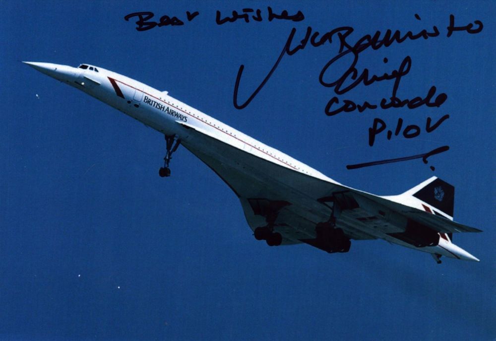 Lot 448: Concorde Chief Pilot Mike Bannister signed 7x5 inch...