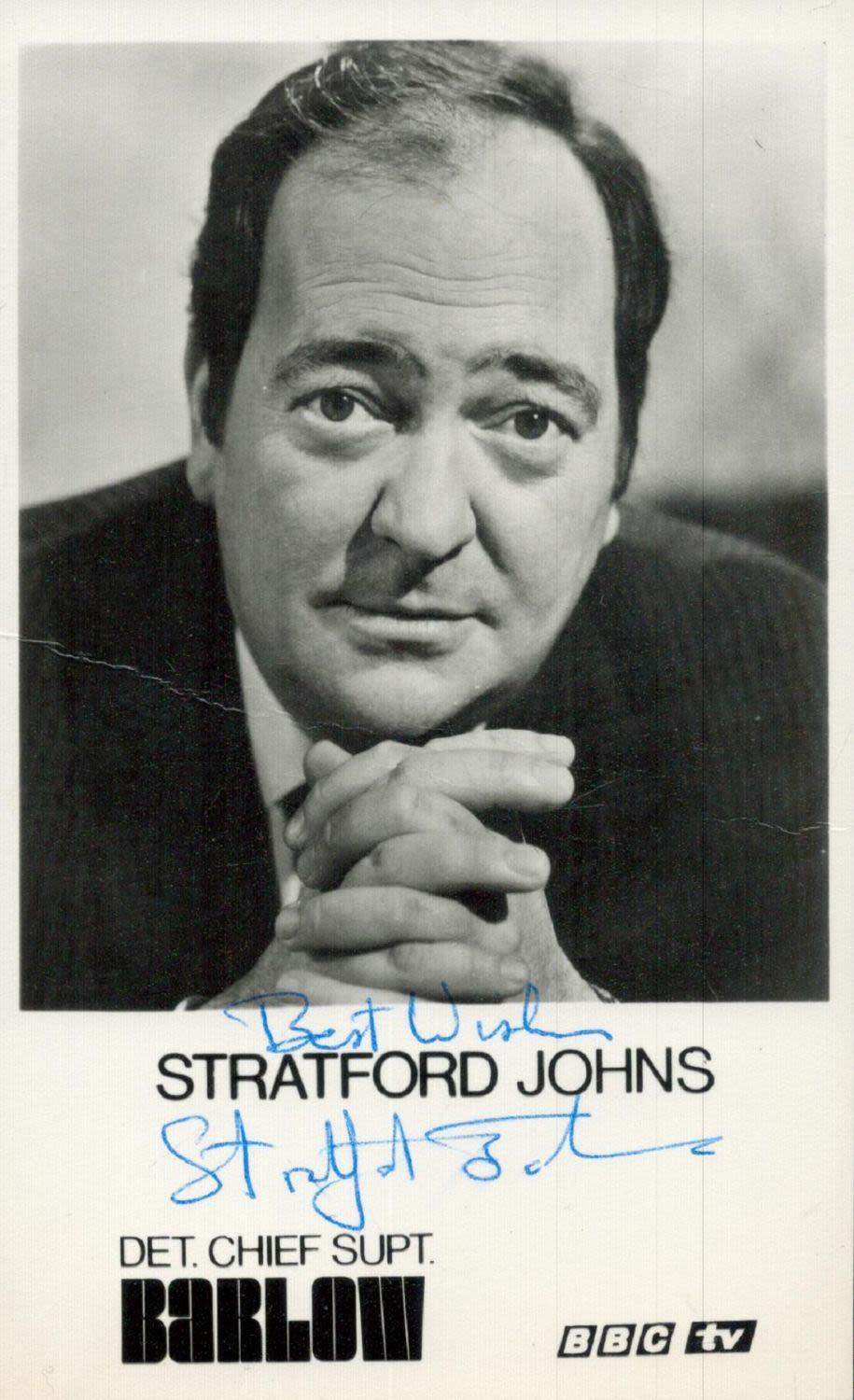 Lot 518: Stratford Johns signed promo black & white photo...