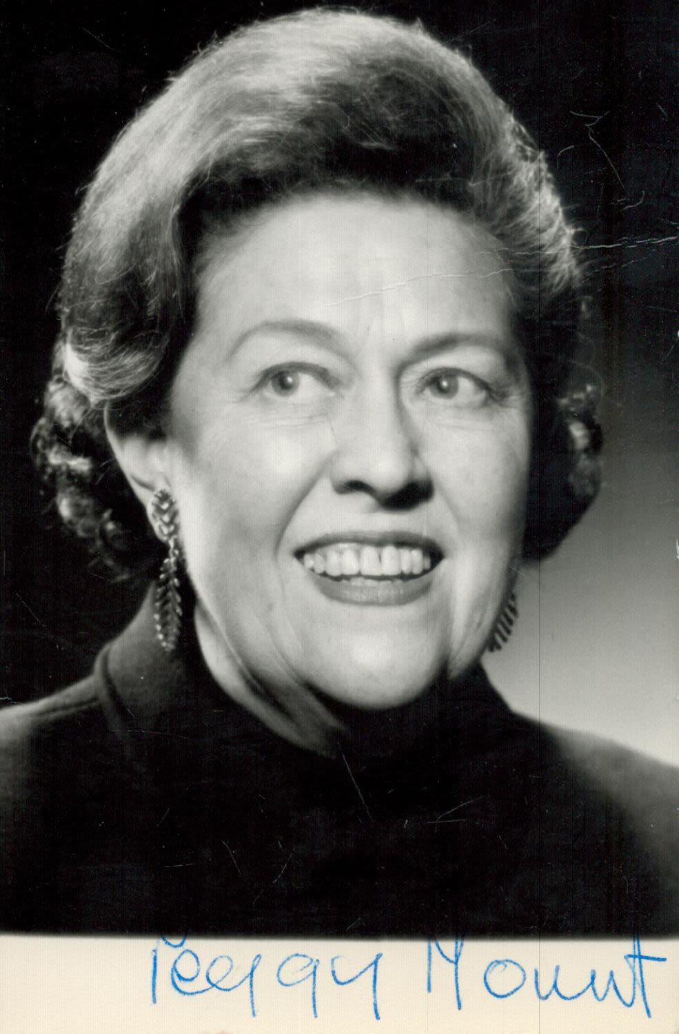 Lot 524: Peggy Mount, OBE signed black & white photo...