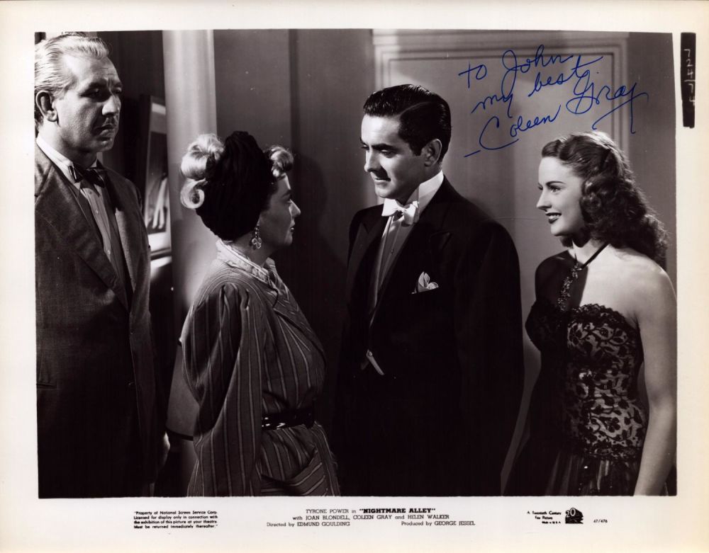 Lot 536: Coleen Gray signed 10x8 inch black and white...