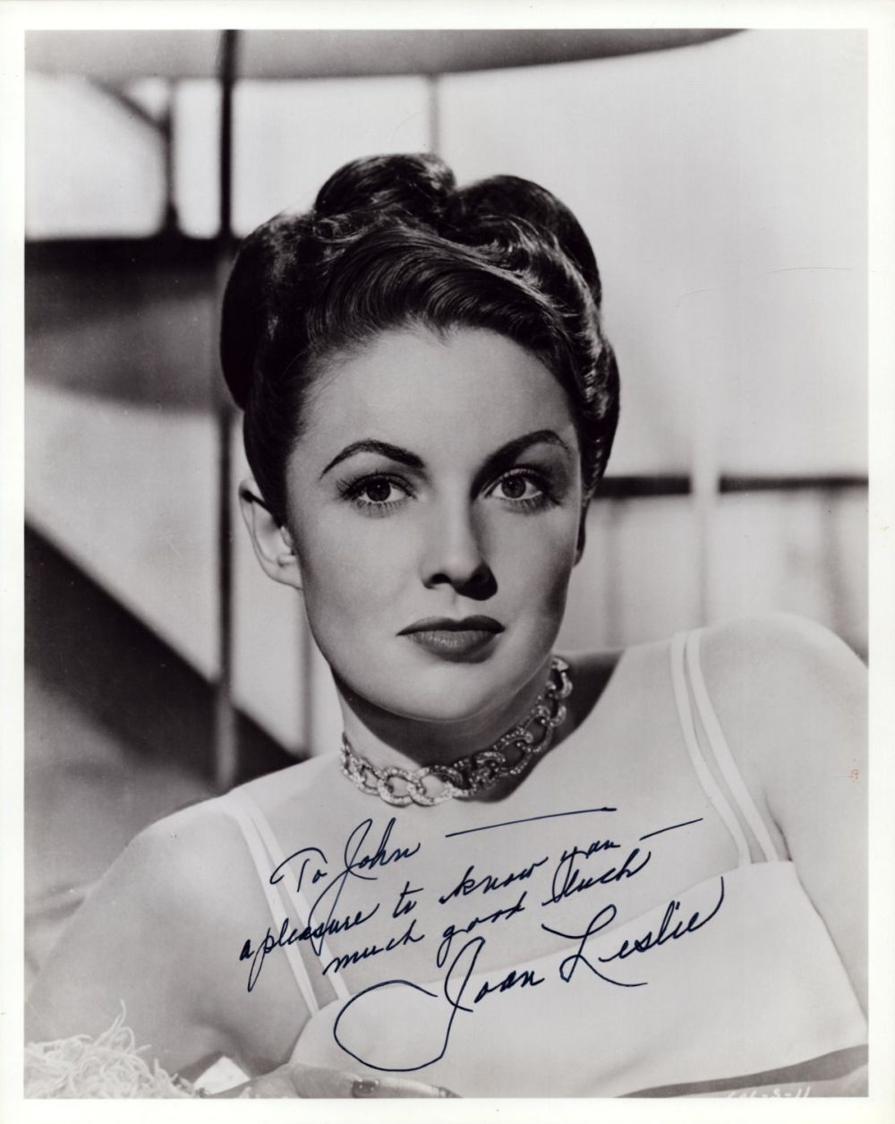 Lot 537: Joan Leslie signed 10x8 inch black and white...